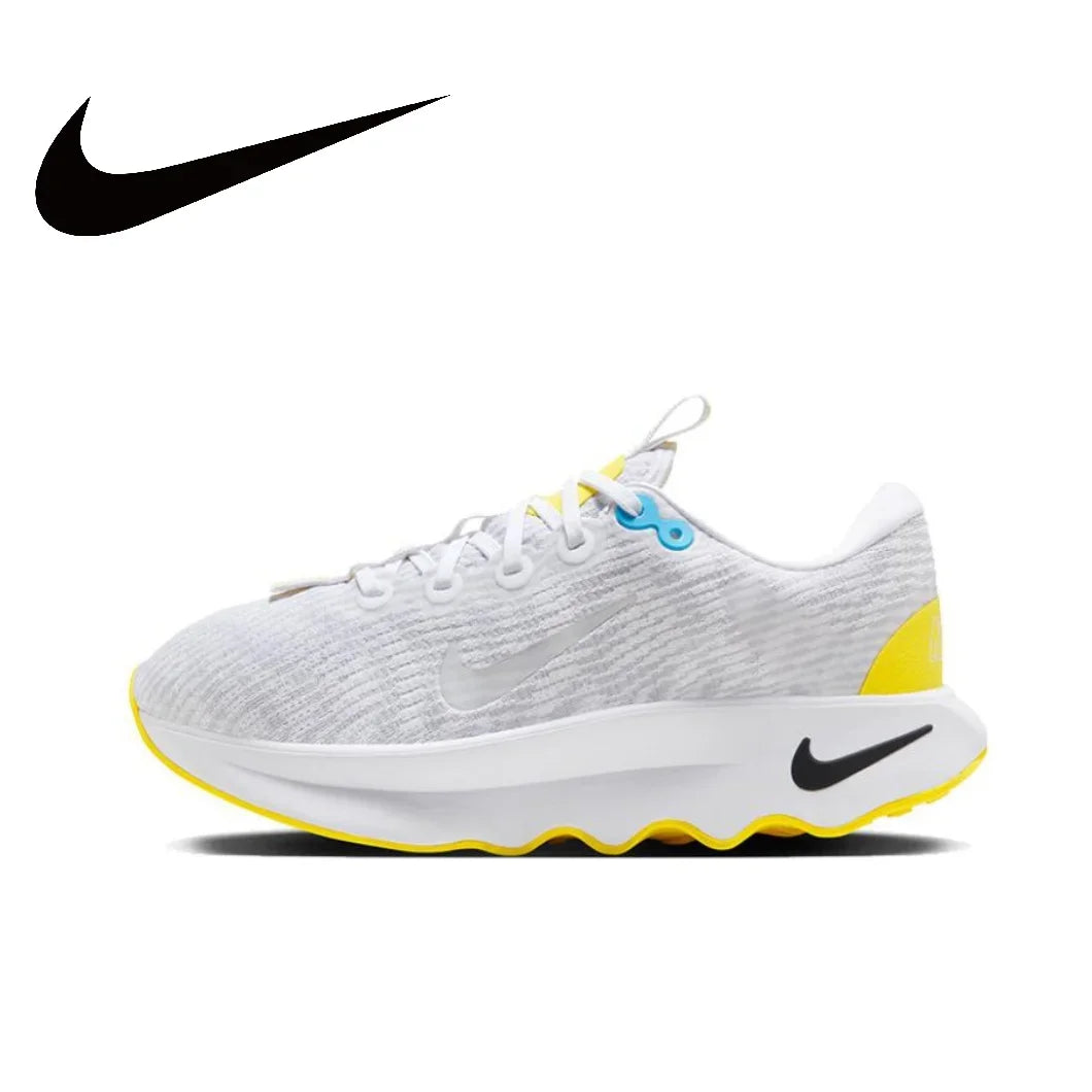 Nike-Baskets Motiva Low pour hommes et femmes, chaussures d'été légères, chaussures décontractées rembourrées, confortables et portables, blanc et jaune