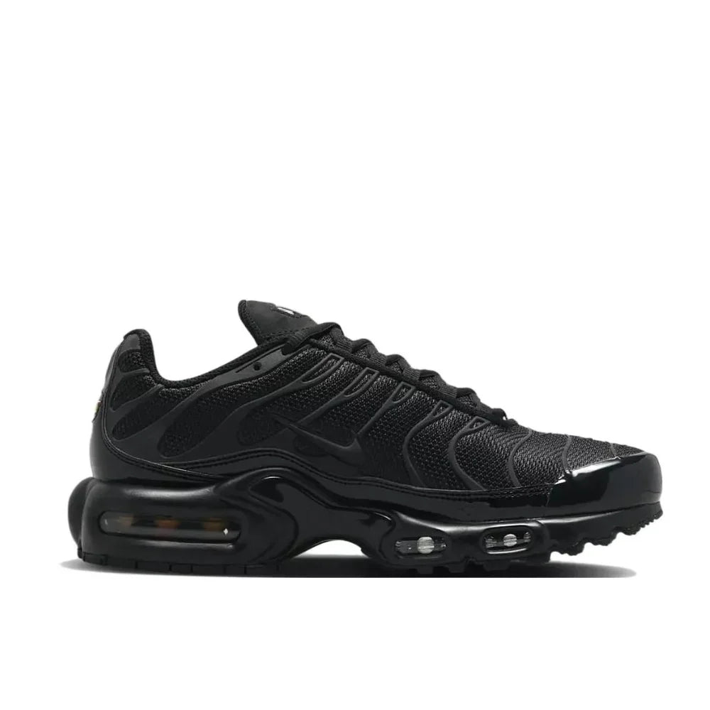 Nike-Air Max Plus Low Men's Sneakers, Casual Running Shoes, Comfortable, Shock Absorption, Anti-Aging, Black, Original