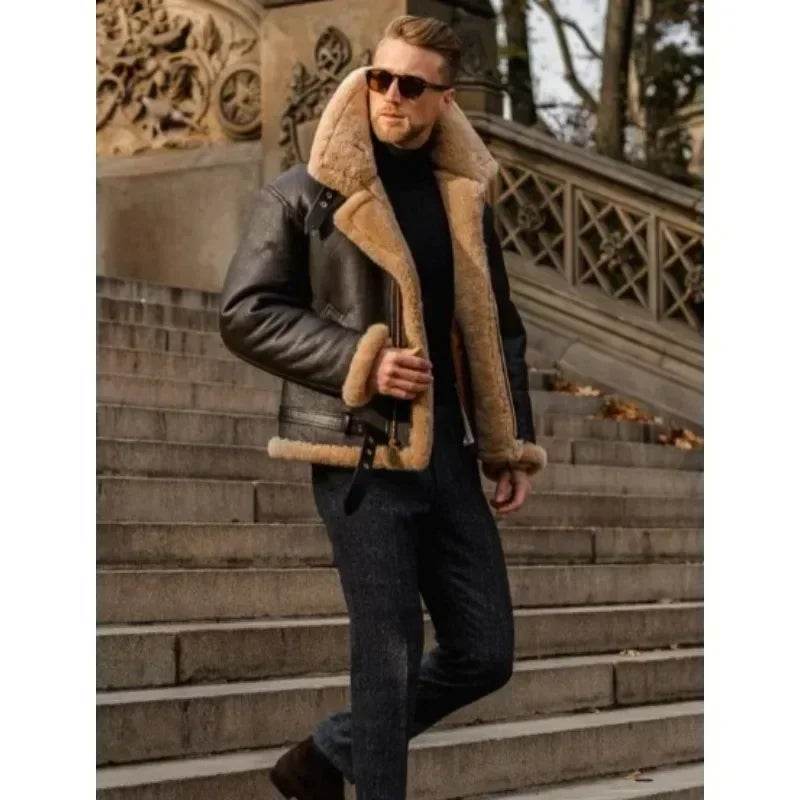 2025 Fur Integrated Men's Jacket Coat with Thickened New Winter Fashion and Casual Faux Leather Fleece Men's Jacket Clothing - LA TendanceStore multi service