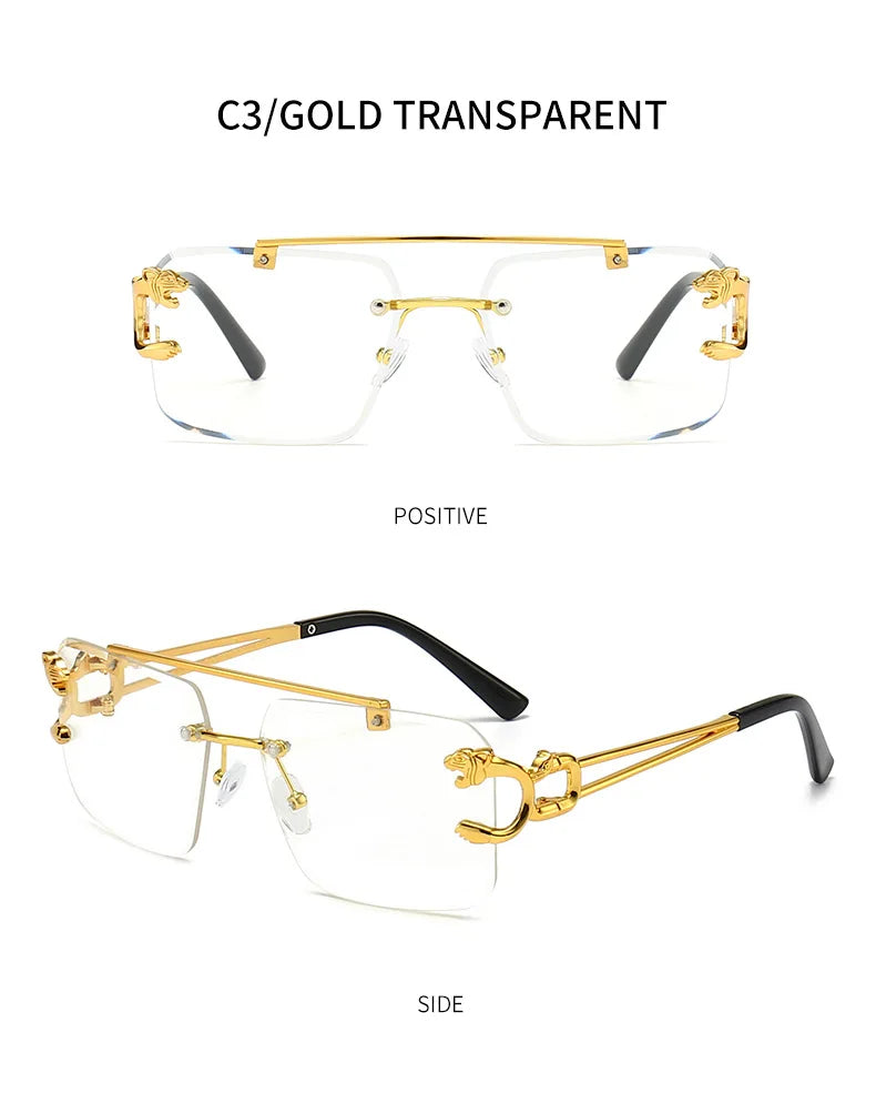 Lunettes de soleil carrées sans monture pour hommes et femmes, lunettes de soleil vintage, miroir rétro, marque de créateur, mode masculine et féminine, luxe