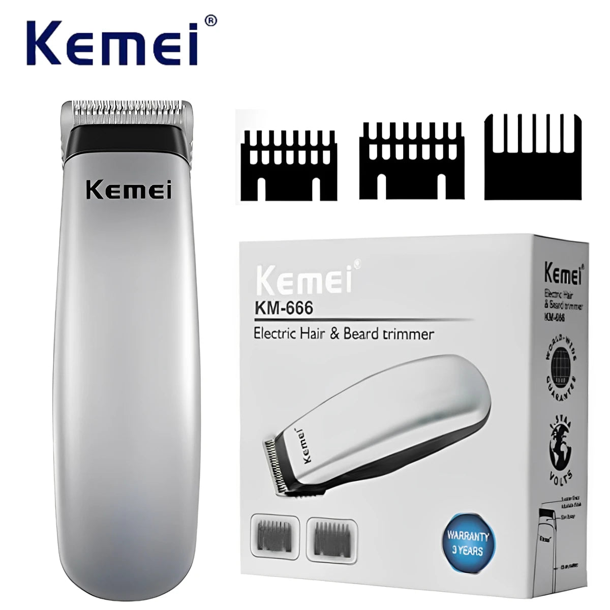 Kemei Mini Hair Clipper, Portable Hair Trimmer, Barber Hair Cutting Machine, Replaceable Battery Hair Trimmer Machine for Men KM-666