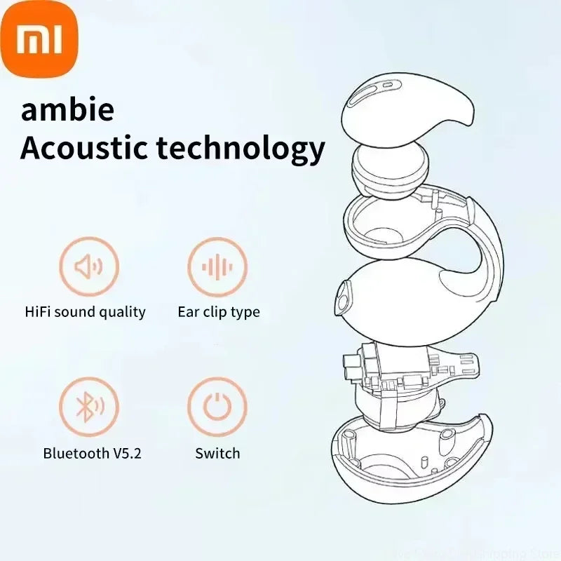 Écouteurs à conduction osseuse Bluetooth compatibles Xiaomi Redmi, écouteurs sans fil, stéréo 3D surround, basses, casque de sport