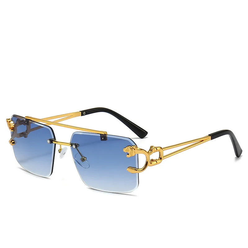 Lunettes de soleil carrées sans monture pour hommes et femmes, lunettes de soleil vintage, miroir rétro, marque de créateur, mode masculine et féminine, luxe