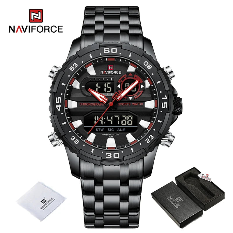 NAVIFORCE-Montre-bracelet analogique numérique à quartz pour homme, écran LCD, étanche à 30m, marque tendance, originale LA TendanceStore multi service