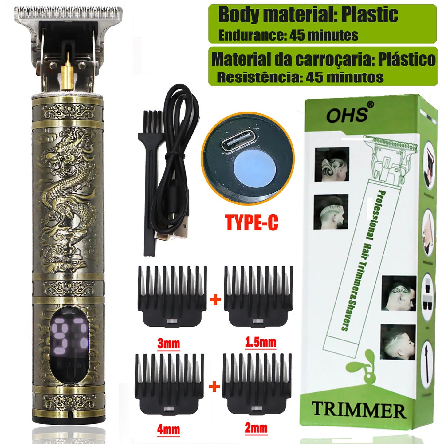 T9 LCD Display Electric Hair Clipper for Men Beard Trimmer Hair Cutting Machine 0mm