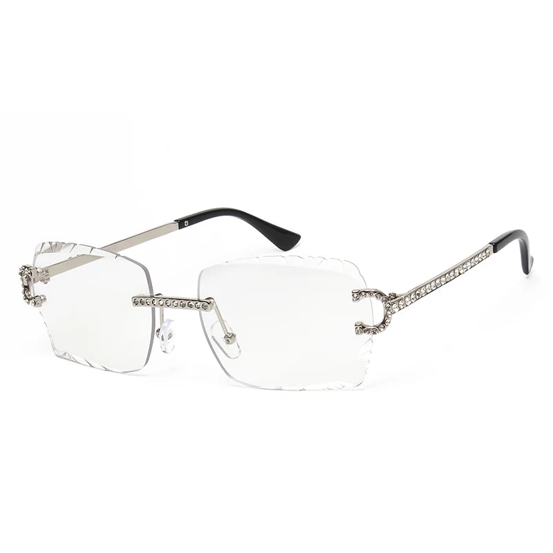 Kenbo-Lunettes de soleil carrées sans monture pour hommes et femmes, lunettes de soleil dégradées, lentille pétale vintage, coupe diamant, lunettes de soleil punk en métal, lunettes de soleil à la mode