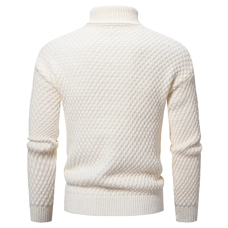 Pull à col roulé automne-hiver 2024 pour hommes, slim fit, tricoté, mode, chaud, décontracté, manches longues