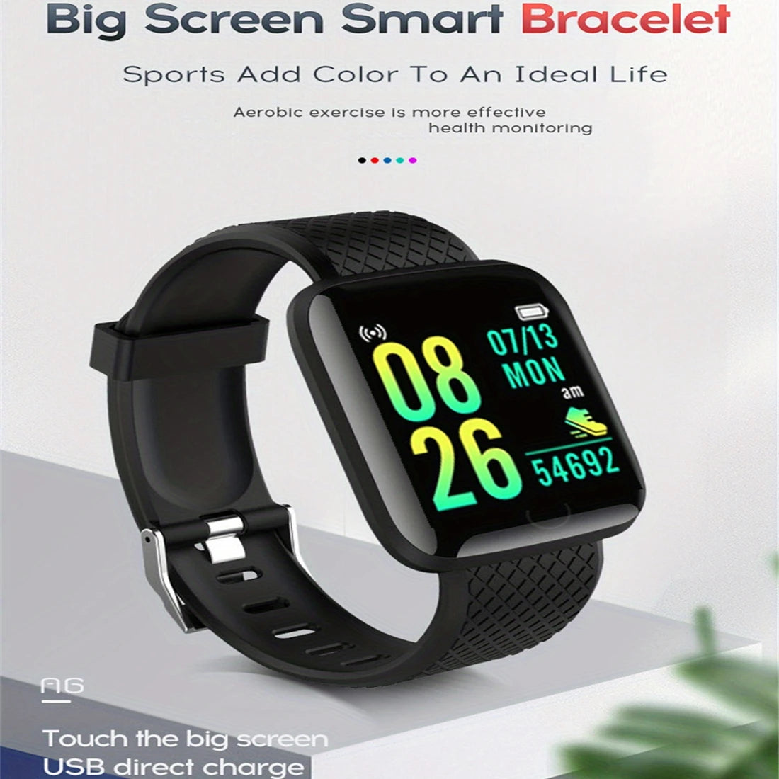 Smart Watch for Men Women Sports Mode Music Control Calorie Distance Fitness Smart Bracelet Message Reminder Smart Wristband Android IOS