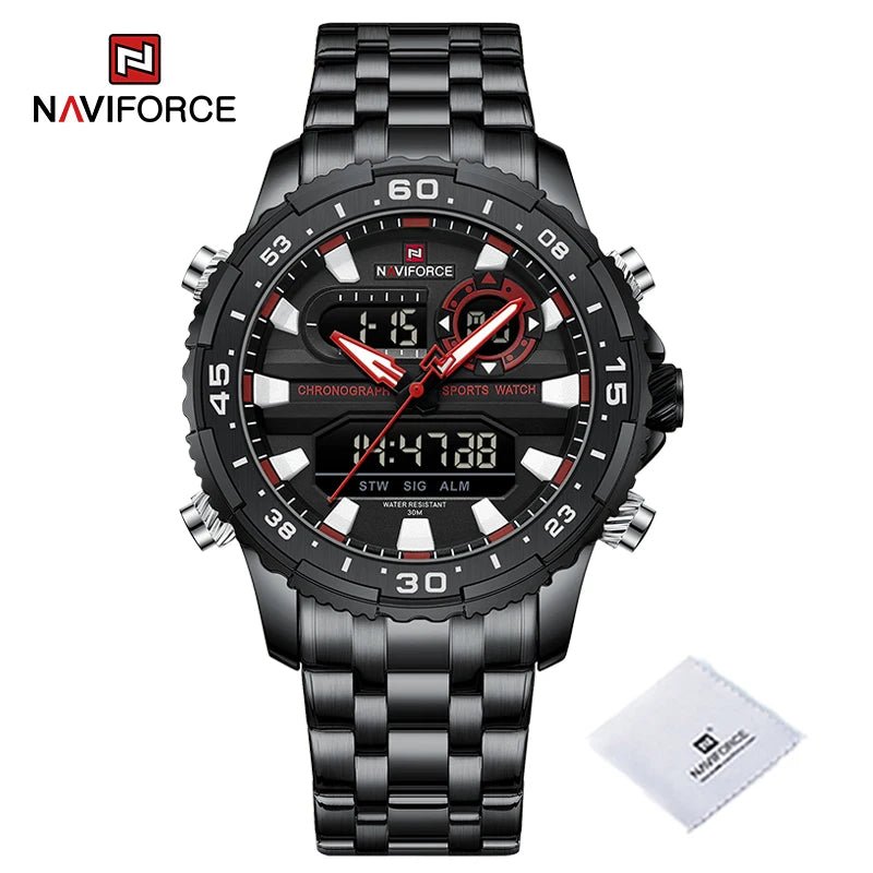 NAVIFORCE-Montre-bracelet analogique numérique à quartz pour homme, écran LCD, étanche à 30m, marque tendance, originale LA TendanceStore multi service