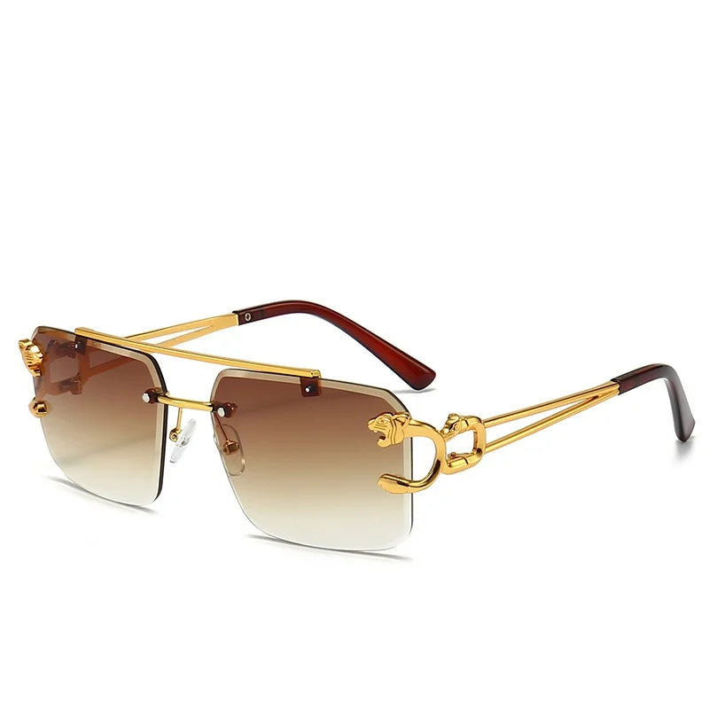 Lunettes de soleil carrées sans monture pour hommes et femmes, lunettes de soleil vintage, miroir rétro, marque de créateur, mode masculine et féminine, luxe