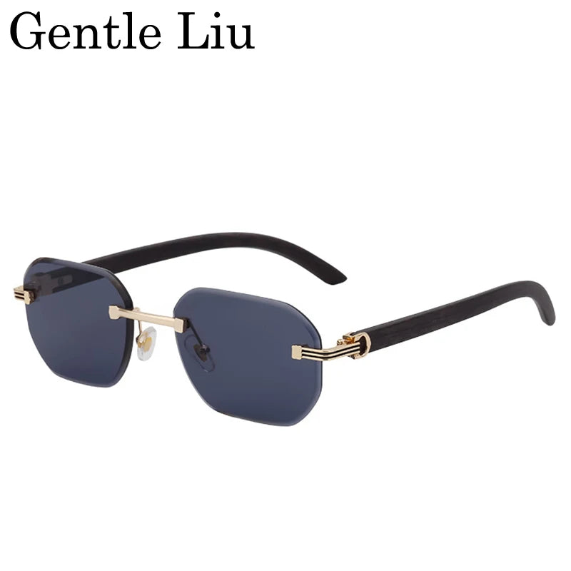 Lunettes de soleil carrées vintage sans monture pour hommes, lunettes anti-lumière bleue, lunettes sans cadre, lunettes punk, marque de luxe, UV400, 2025