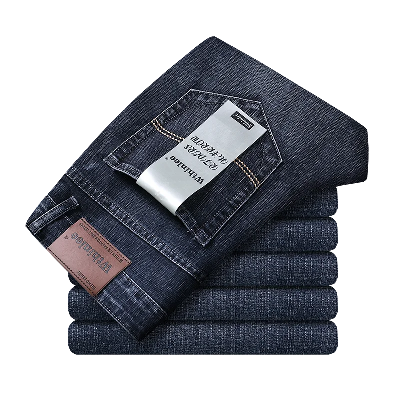 Nouveaux jeans décontractés pour hommes Wthinlee, style droit extensible, mode classique bleu noir, pantalons de travail en denim, vêtements de marque pour hommes