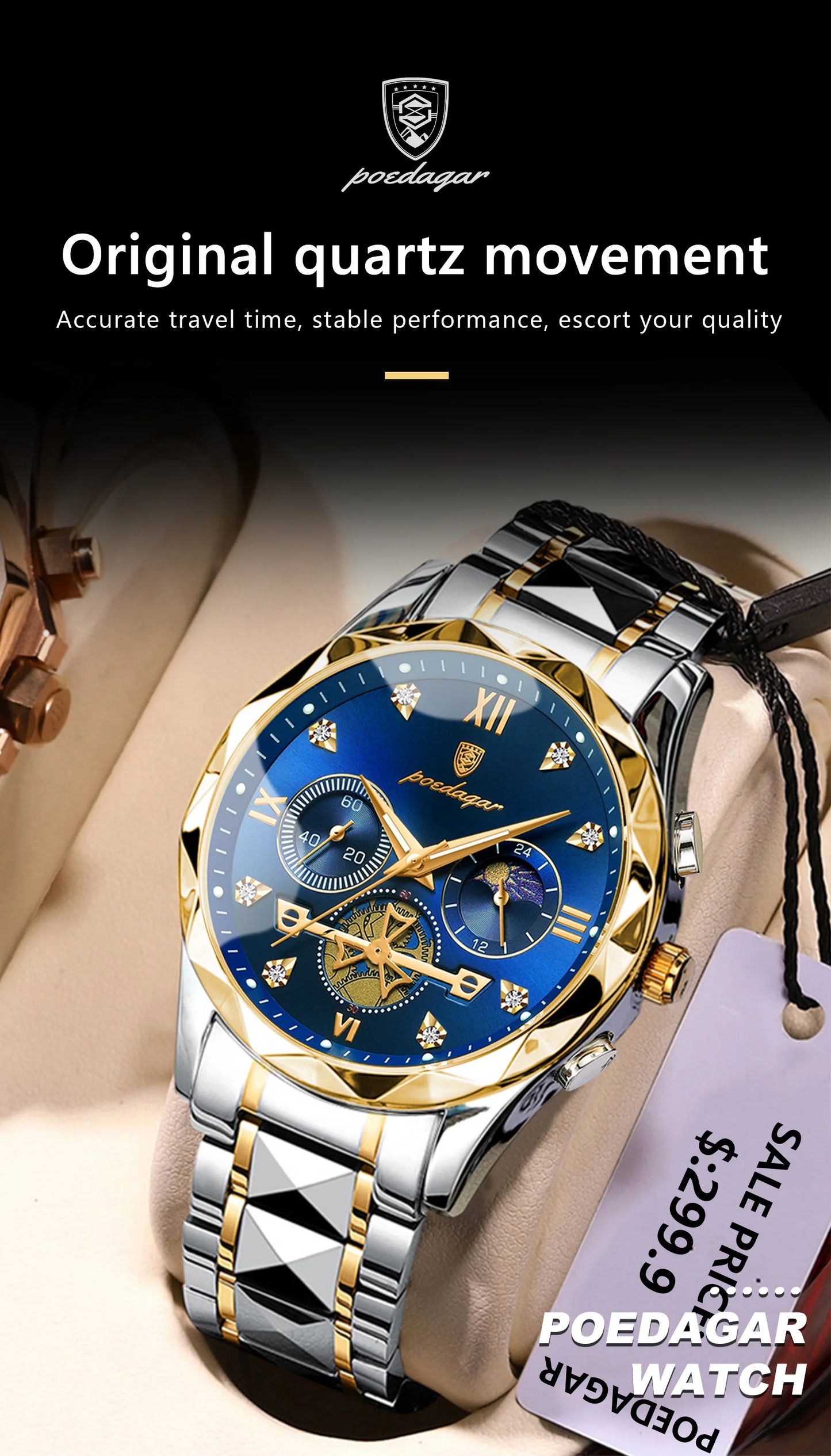 Luxury Stainless Steel Quartz Wrist Watch