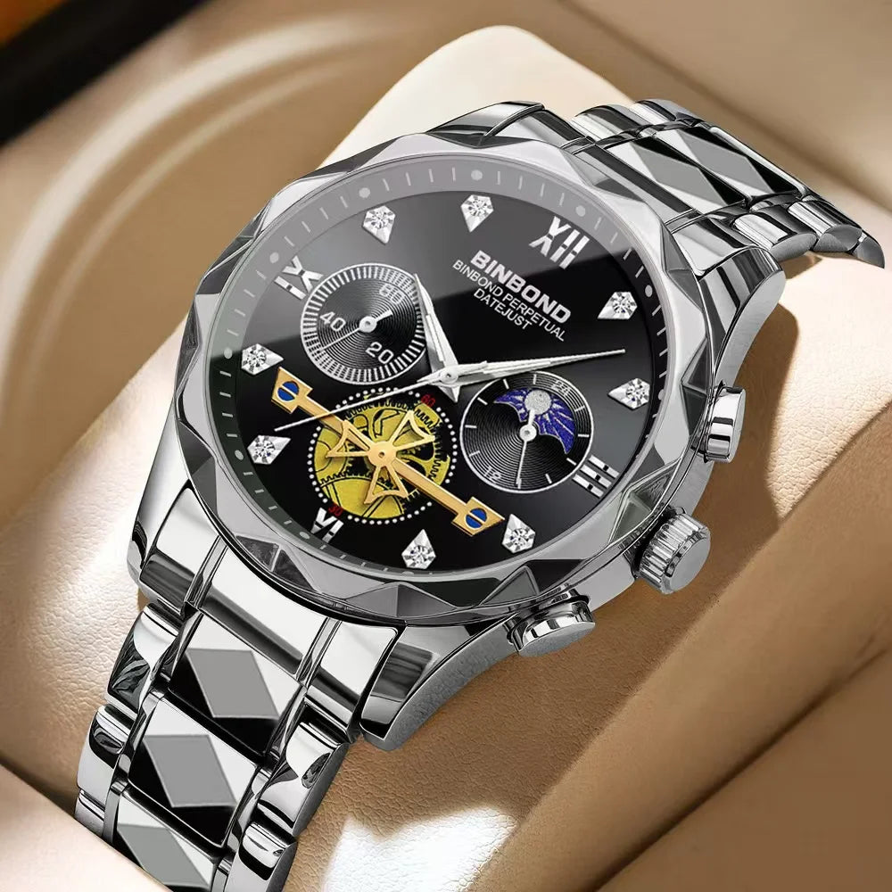 Luxury Stainless Steel Watch, Quartz Movement