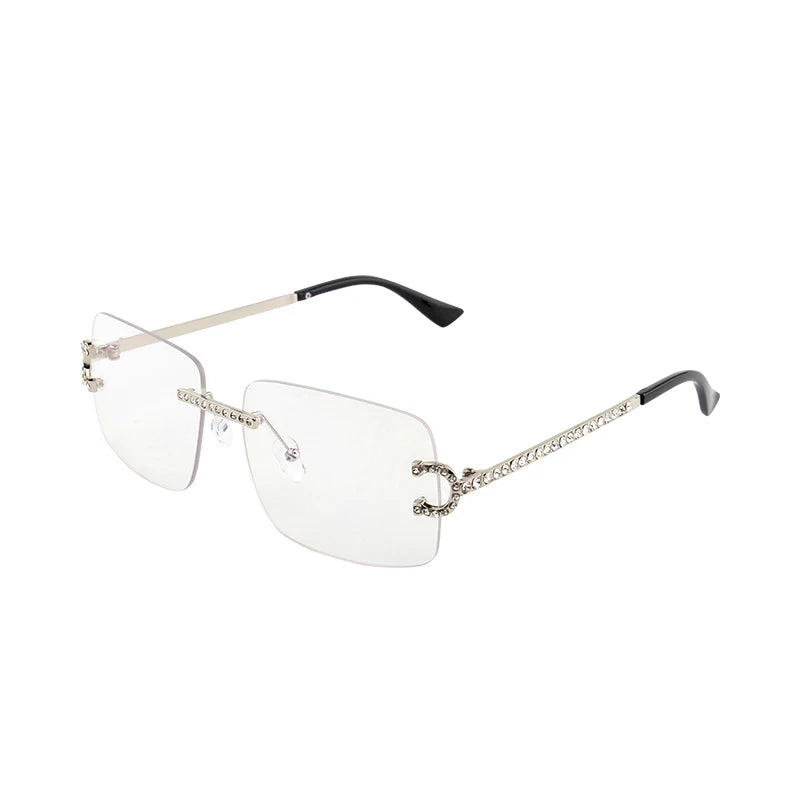 Kenbo-Lunettes de soleil carrées sans monture pour hommes et femmes, lunettes de soleil dégradées, lentille pétale vintage, coupe diamant, lunettes de soleil punk en métal, lunettes de soleil à la mode