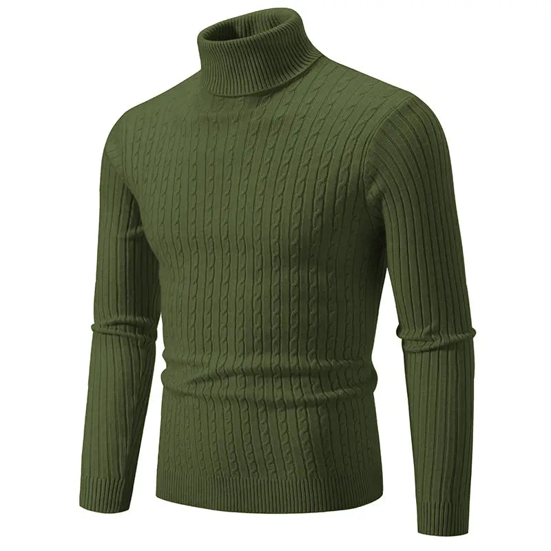 Nouveau pull à col montant pour hommes, couleur unie, tricoté, chaud, décontracté, col roulé, vêtements d'extérieur en laine pour l'hiver LA TendanceStore multi service