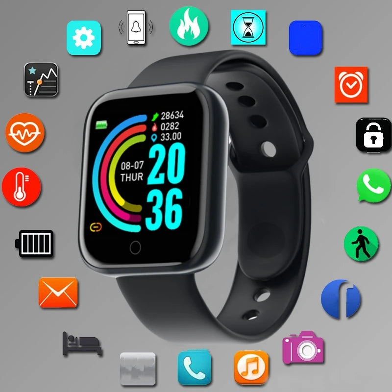 Smart Watch for Men Women Sports Mode Music Control Calorie Distance Fitness Smart Bracelet Message Reminder Smart Wristband Android IOS