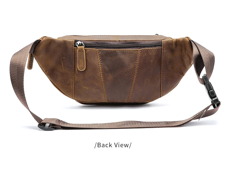 WESTAL Horsehide Leather Belt Bags for Men, Phone Waist Bags, Men's Sports Waist Bag, Zipper Crossbody Bag, Men's Fanny Pack, 8879