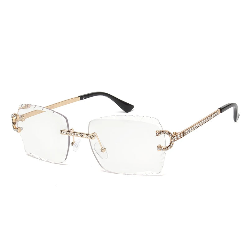 Kenbo-Lunettes de soleil carrées sans monture pour hommes et femmes, lunettes de soleil dégradées, lentille pétale vintage, coupe diamant, lunettes de soleil punk en métal, lunettes de soleil à la mode