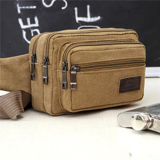 Canvas Waist Bag Outdoor Sports Multifunctional Male Waist Pack High Quality Durable High-capacity Bags Portable Phone Purse LA TendanceStore