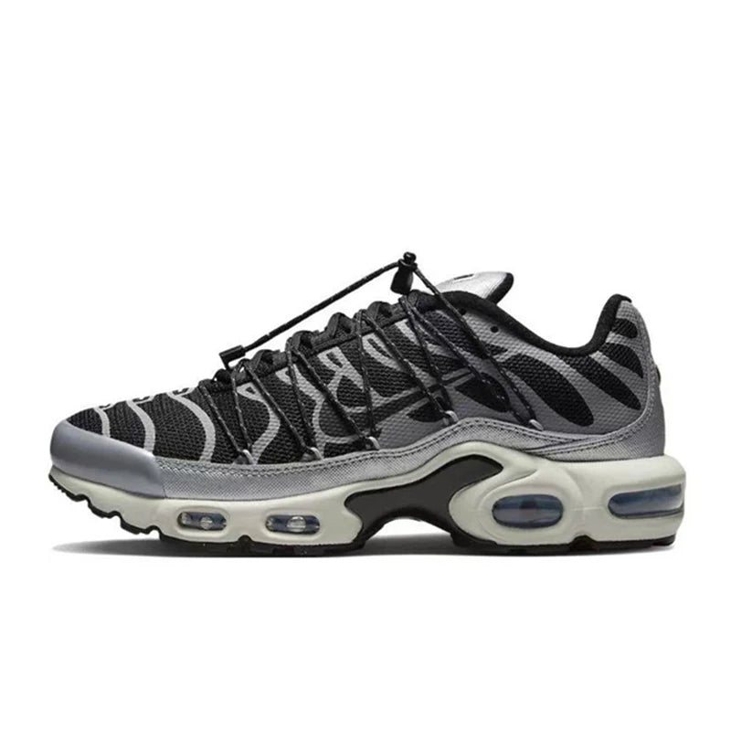 Nike-Air Max Plus Retro Low Cut Casual Chaussures pour Hommes et Femmes, Absorbant les Chocs, Antidérapant, Durable, Noir, Course