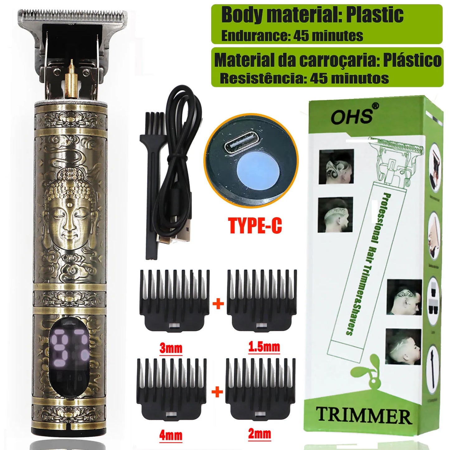 T9 LCD Display Electric Hair Clipper for Men Beard Trimmer Hair Cutting Machine 0mm