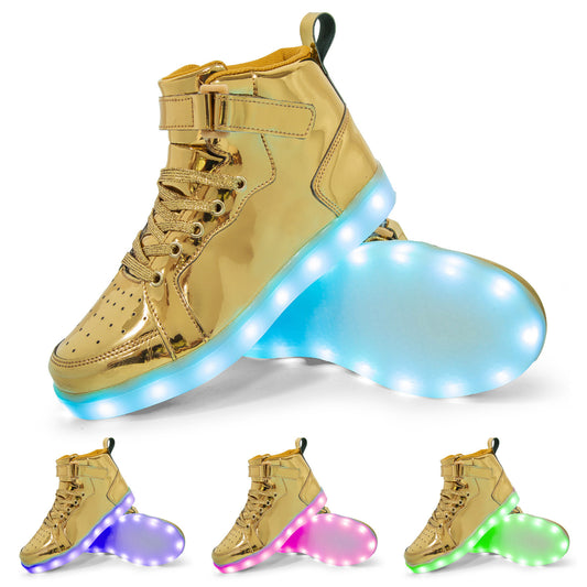 Chaussures de danse lumineuses à LED, à tige haute, avec chargeur