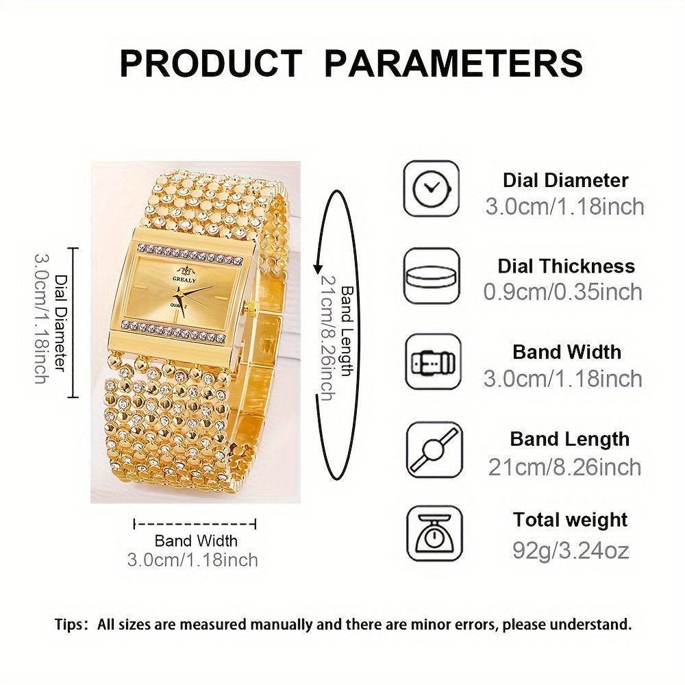 "Montre-bracelet à Quartz pour Femmes avec Boîtier Carré et Bracelet en Alliage Orné de Cristaux" LA TendanceStore multi service