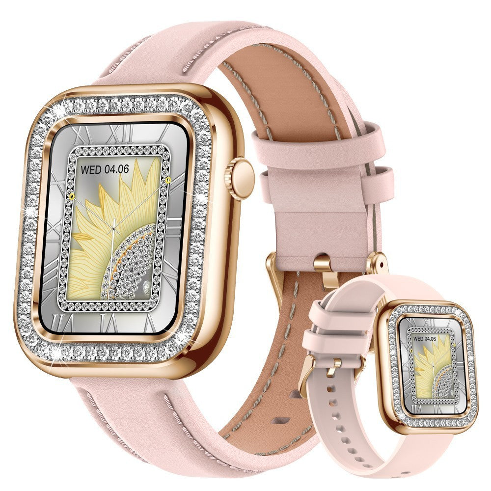 Nouvelle montre intelligente carrée pour femmes avec diamants et étanche