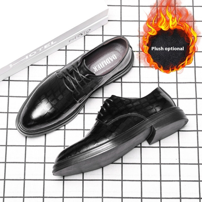 New men's casual leather shoes autumn large size British style genuine leather business shoes