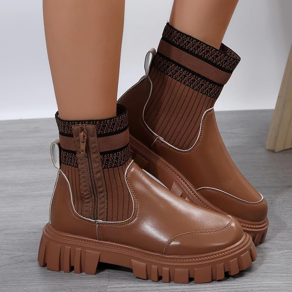 Bottes semelles épaisses, antidérapante pour femme