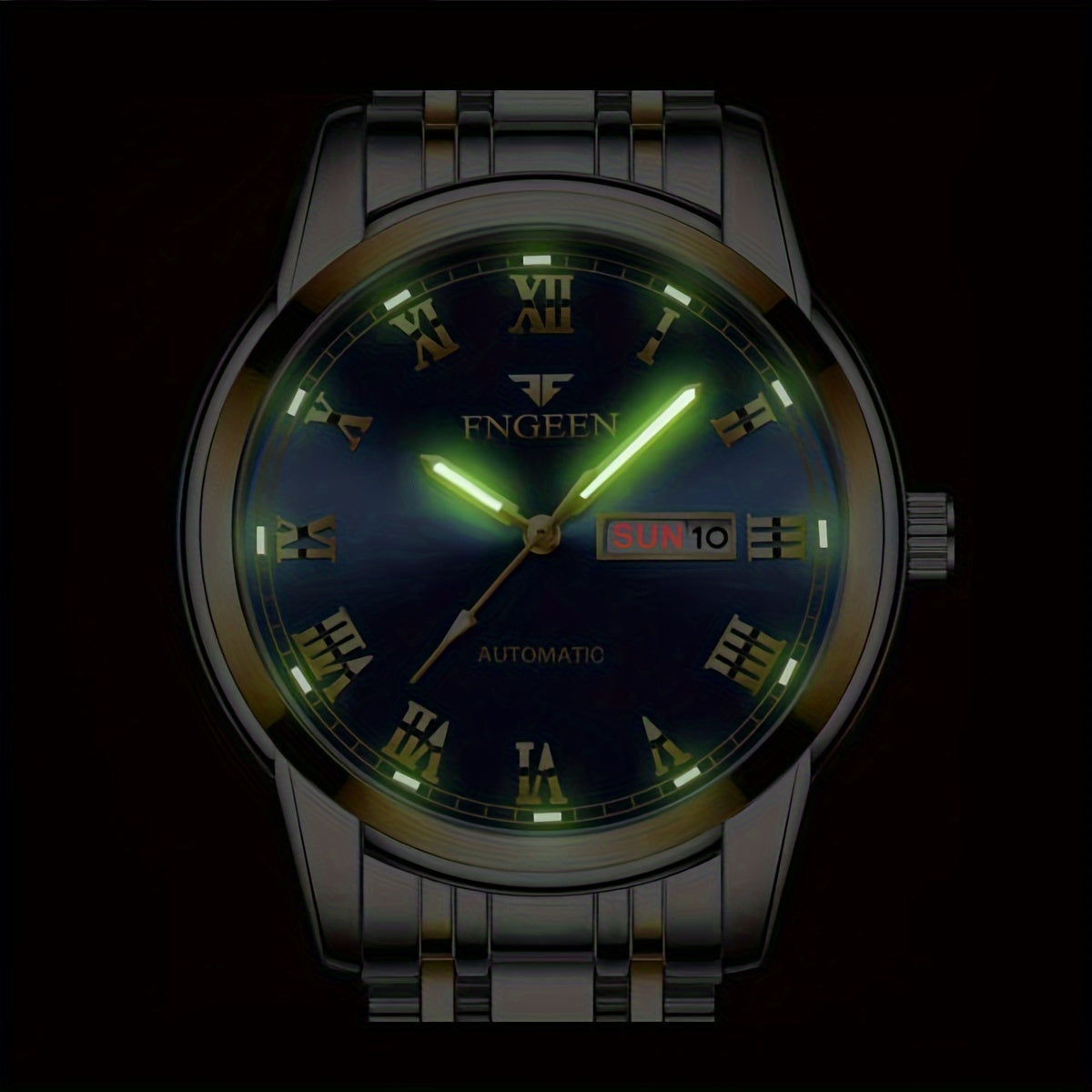 Montre à quartz pour hommes FOURRON, nouvelle mode tendance - Acier inoxydable avec date, disque à chiffres romains, multifonction lumineuse - Cadeau de luxe pour cousin, amis et proches, choix préféré pour les fêtes