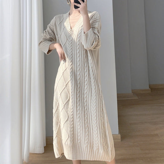 Robe pull en tricot torsadé pour femmes