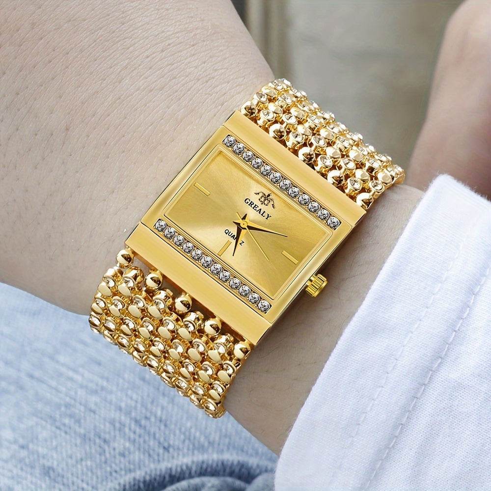 "Montre-bracelet à Quartz pour Femmes avec Boîtier Carré et Bracelet en Alliage Orné de Cristaux" LA TendanceStore multi service