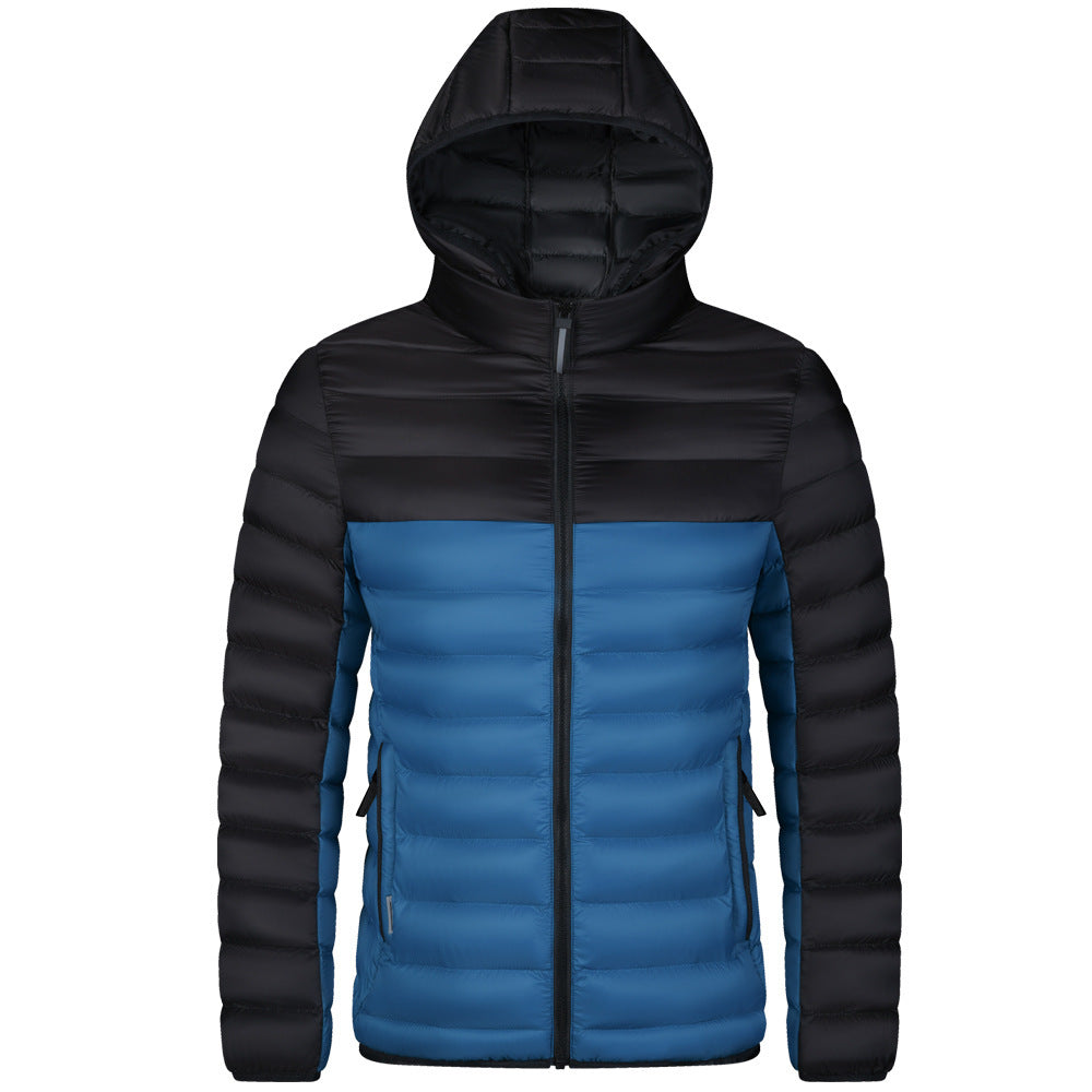 Manteau matelassé en coton pour homme avec couleurs assorties.