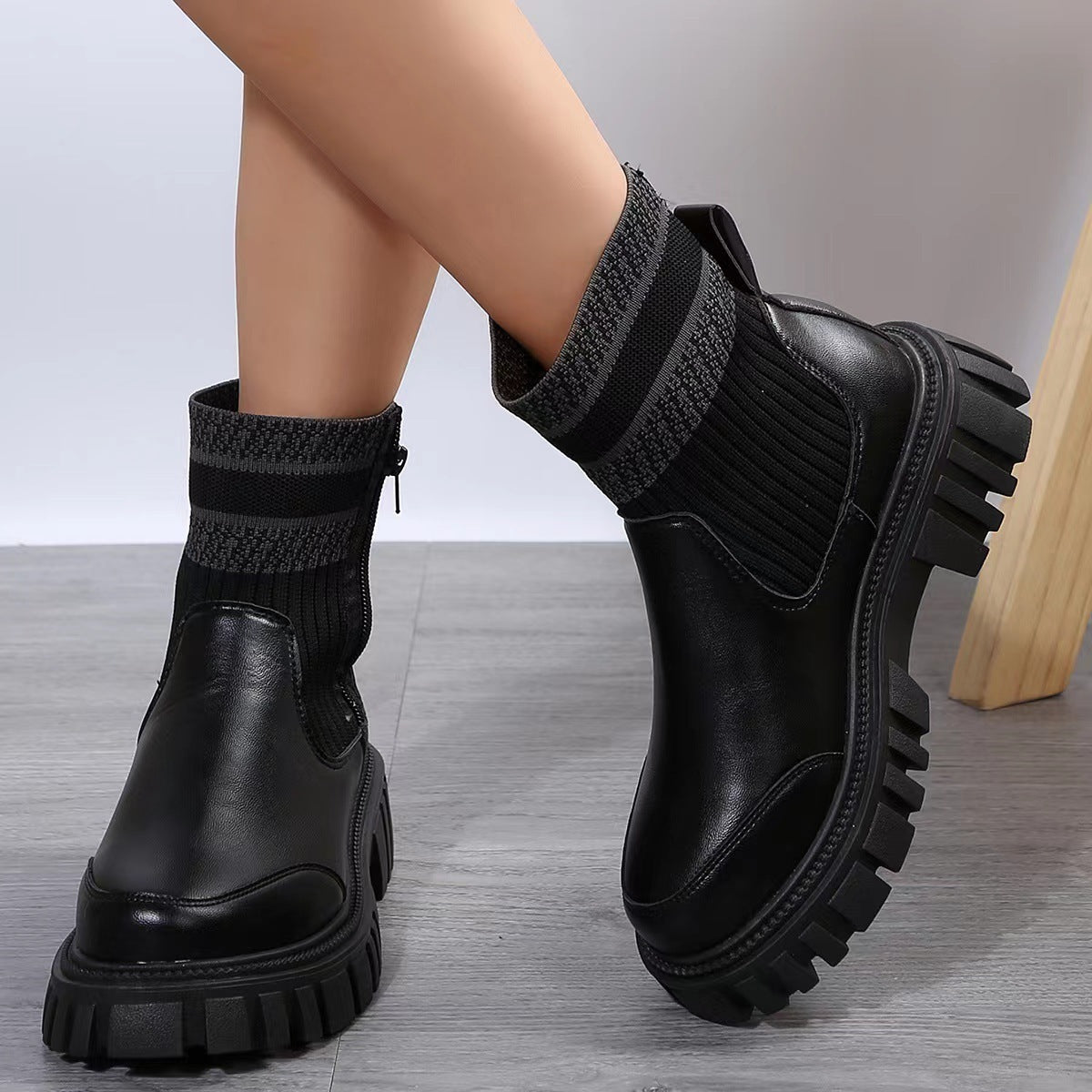 Bottes semelles épaisses, antidérapante pour femme