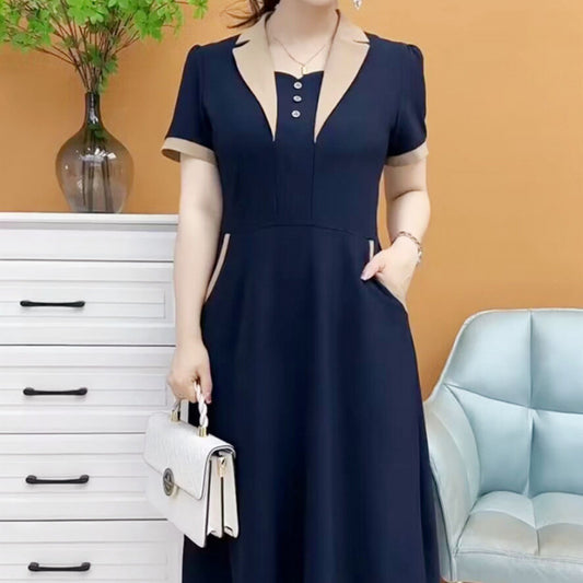 Robe mi-longue à manches courtes pour femmes de grande taille