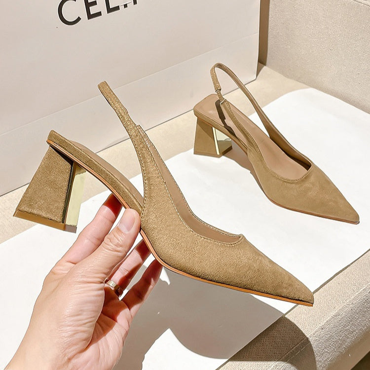 Suede high heel pumps, pointed toe