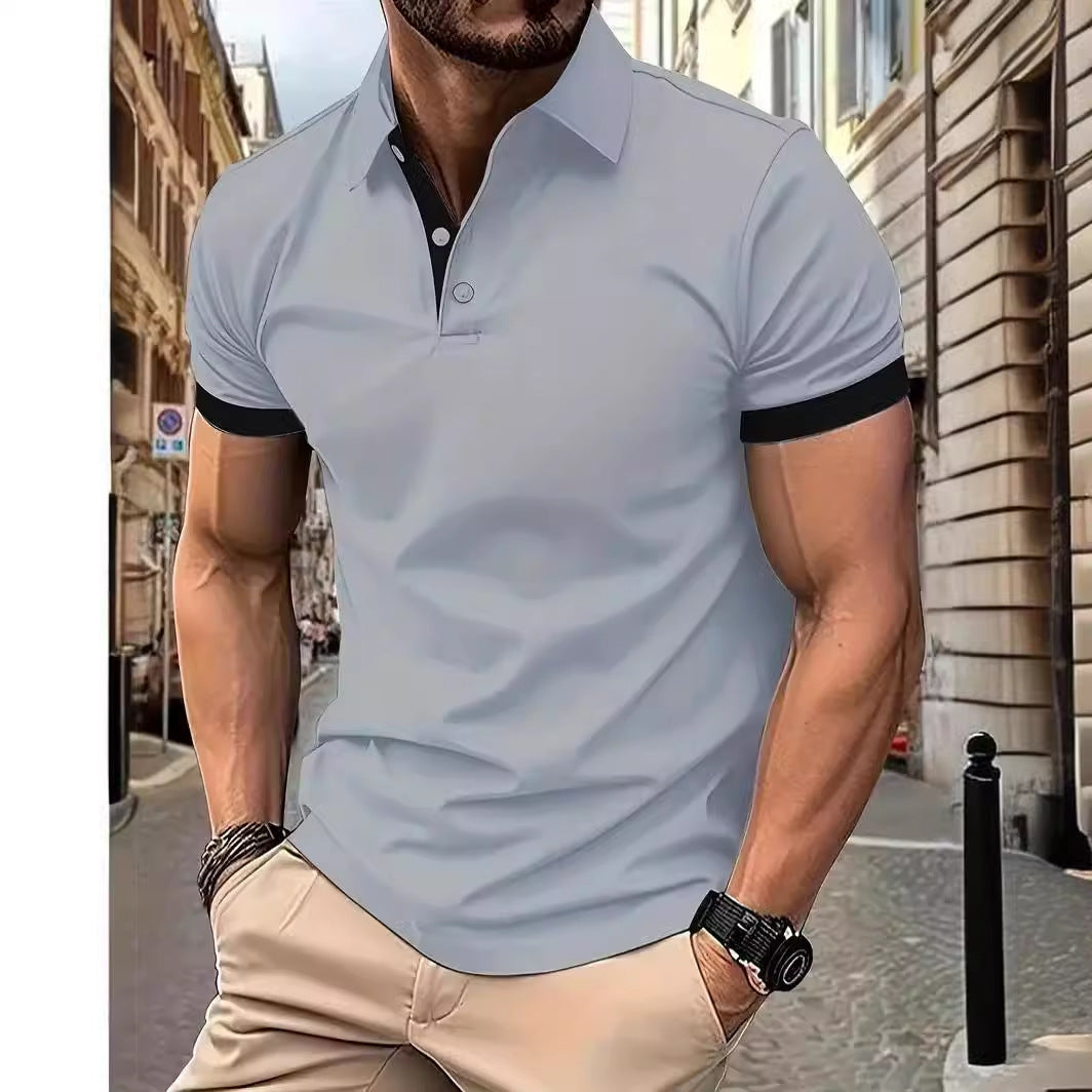 Polo à manches courtes pour hommes, couleur unie 3D, col à revers, décontracté et ample