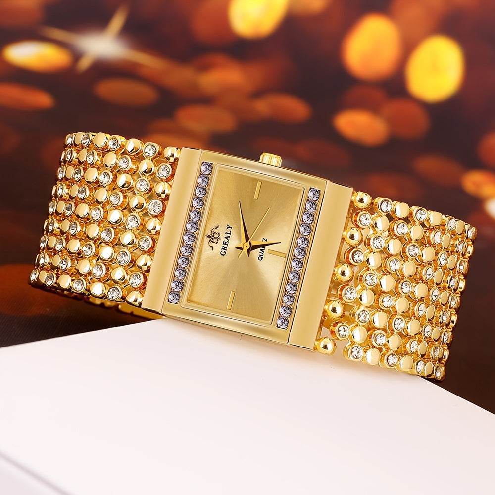 "Montre-bracelet à Quartz pour Femmes avec Boîtier Carré et Bracelet en Alliage Orné de Cristaux" LA TendanceStore multi service