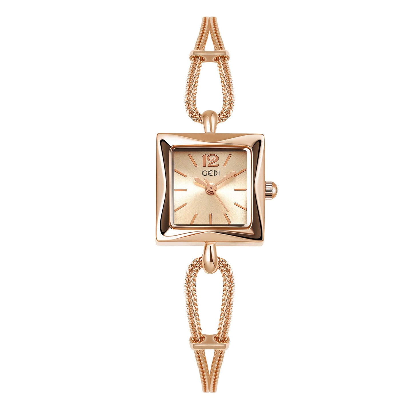 High quality watch with small square dial, alloy strap, antique style