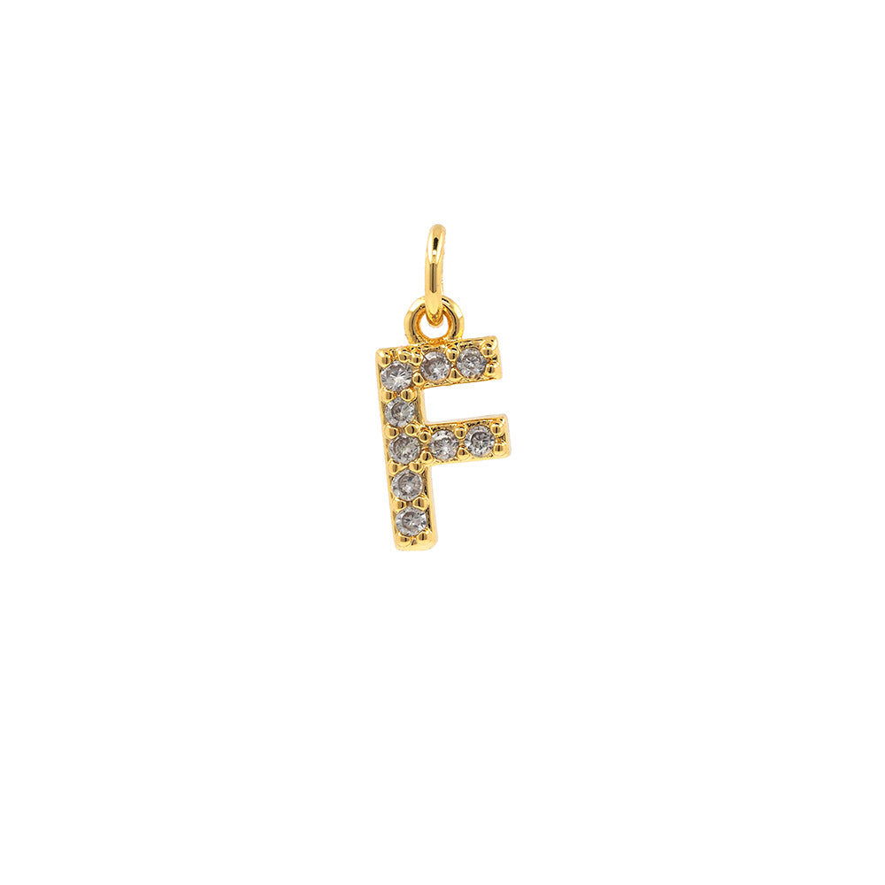 Pendentif avec 26 lettres en cuivre plaqué or véritable