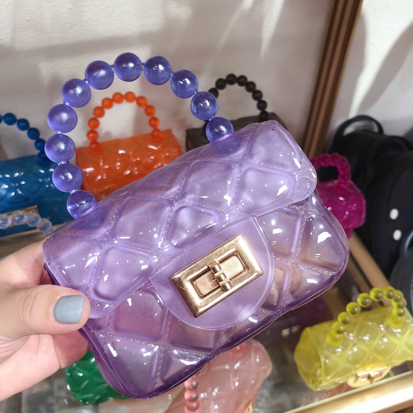 Transparent jelly bag with versatile diamond chain