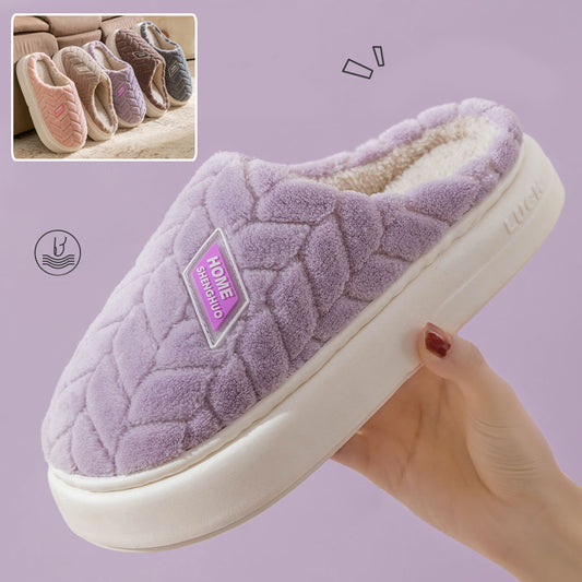 Chaussons en peluche antidérapants à semelles épaisses pour couples, chaussons d'hiver chauds, chaussures en molleton d'intérieur pour femmes et hommes