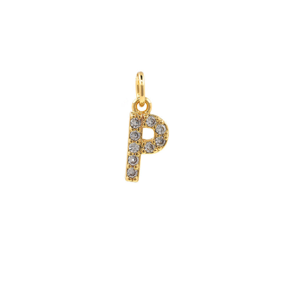 Pendentif avec 26 lettres en cuivre plaqué or véritable