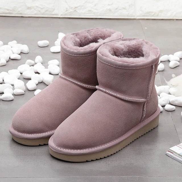 Bottes courtes en coton doublées de polaire pour femmes, semelle plate, pour la neige - LA TendanceStore multi service