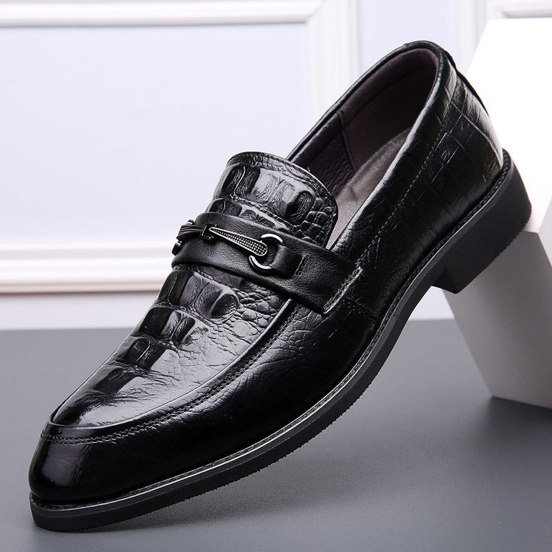 Korean Style Men's Cowhide Leather Shoes Small Size 36 Pointed Breathable Business Formal Dress Shoes