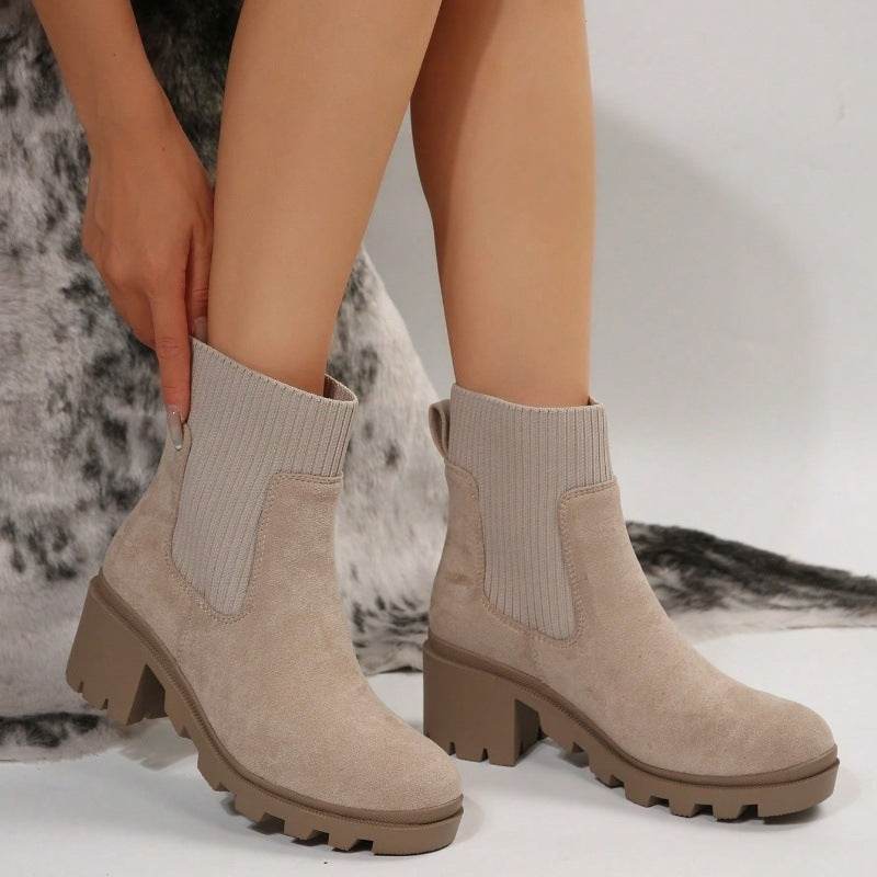 Bottes Martin en daim tissé volant pour femmes, grande taille, à la mode - LA TendanceStore multi service