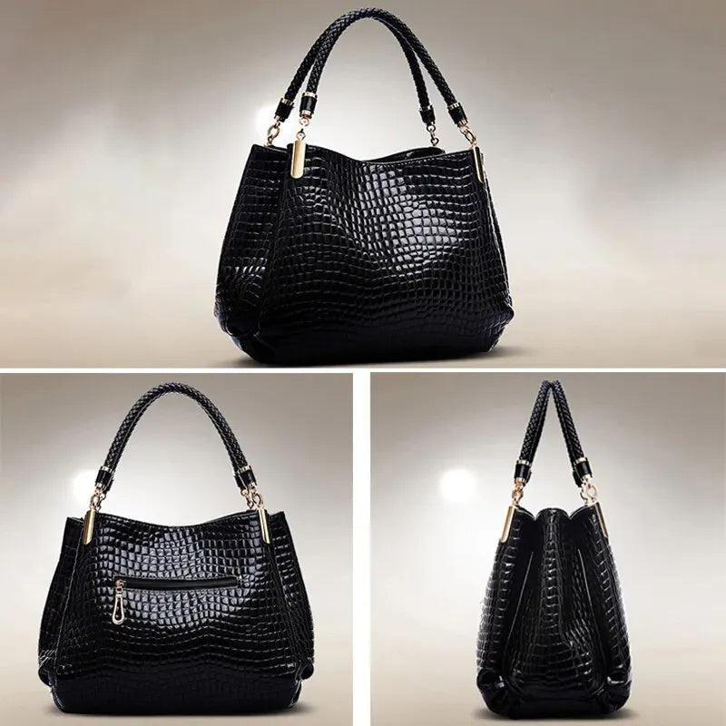 Sac à main, à dos à épaules imprimé crocodile avec face brillante LA TendanceStore multi service