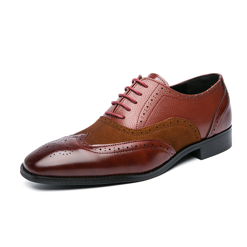 British Men's Low Top Pointed Lace Up Leather Shoes